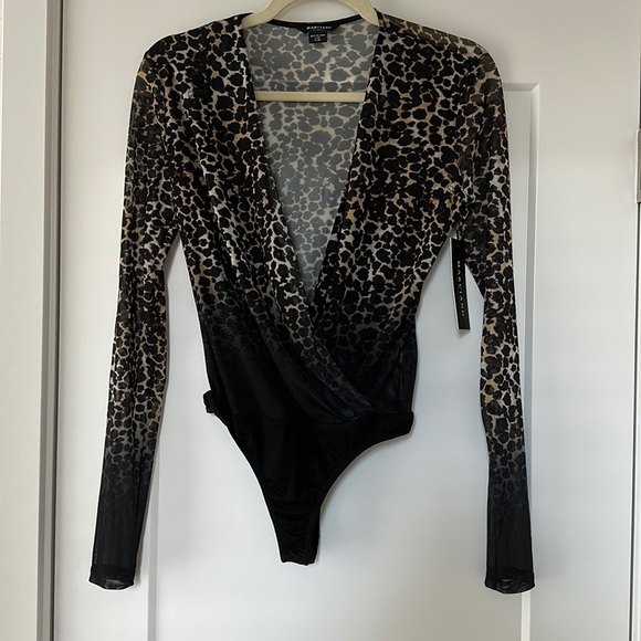 Marciano Black and Gold Leopard Print Bodysuit - Picture 2 of 4